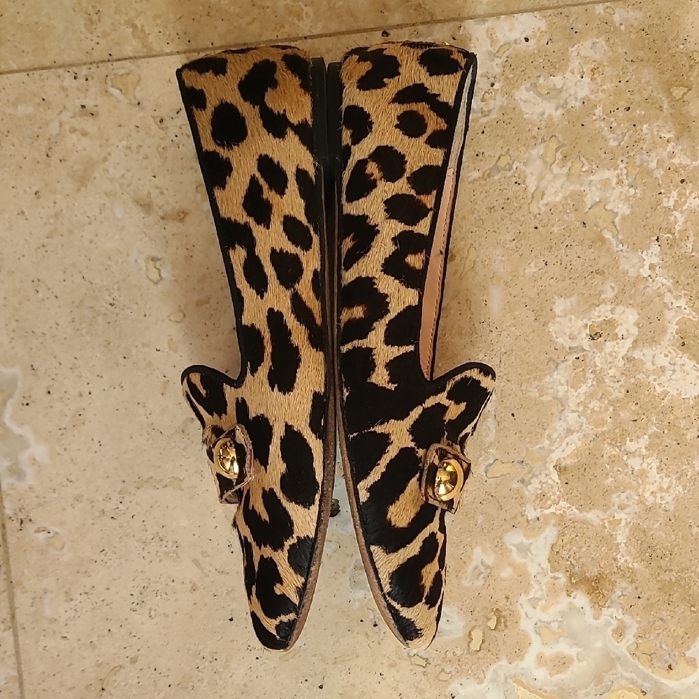 Kate Spade Animal Print Loafers with Gold Accents - Picture 7 of 10